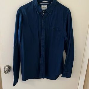 Denim and flower button down shirt